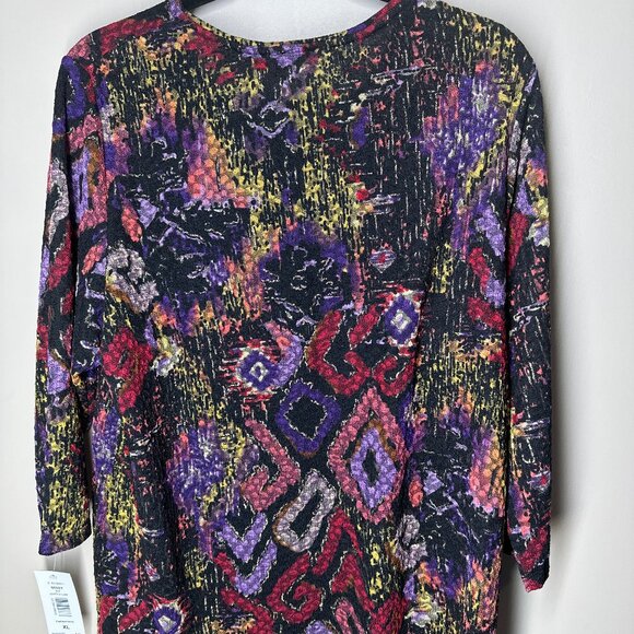 Alia Blouse Women's Size XL 3/4 Sleeve Colorful Geometric Ikattexture  NWT - Picture 4 of 5